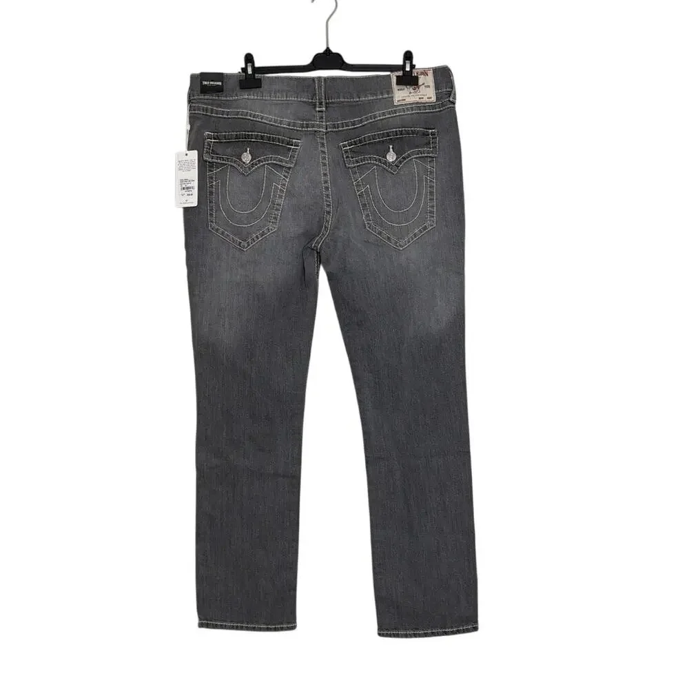 True Religion Ricky Straight Fit Jeans in Chalk Grey Size 40 New